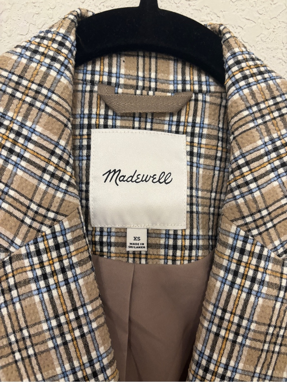 Madewell Tan Plaid Double-Breasted Blazer - Picture 6 of 7